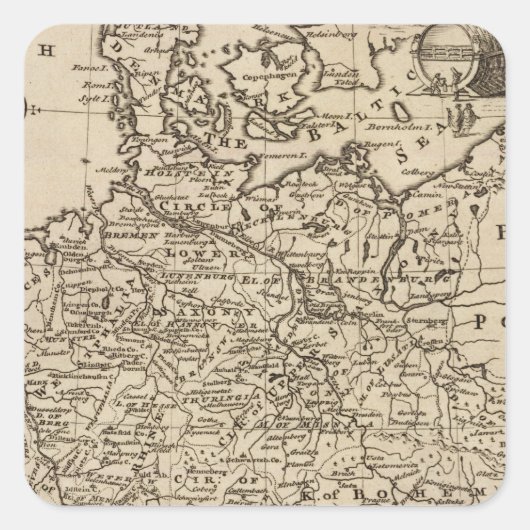 ドイツの地図 スクエアシール (正面)