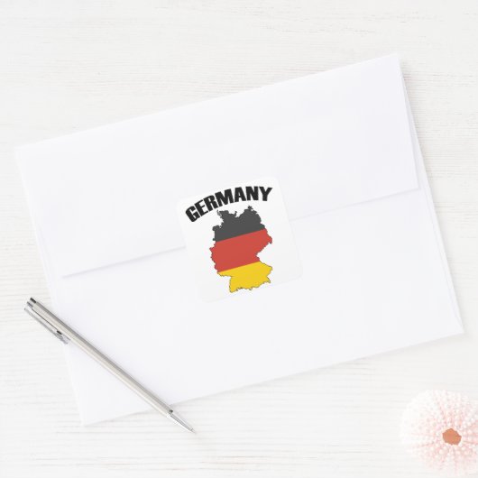 ドイツの地図 – ドイツ国旗 – ドイツの旅行 スクエアシール (封筒)