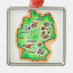ドイツの地図 メタルオーナメント
