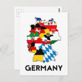 ドイツの地図（国旗表示） ポストカード (正面/裏面)