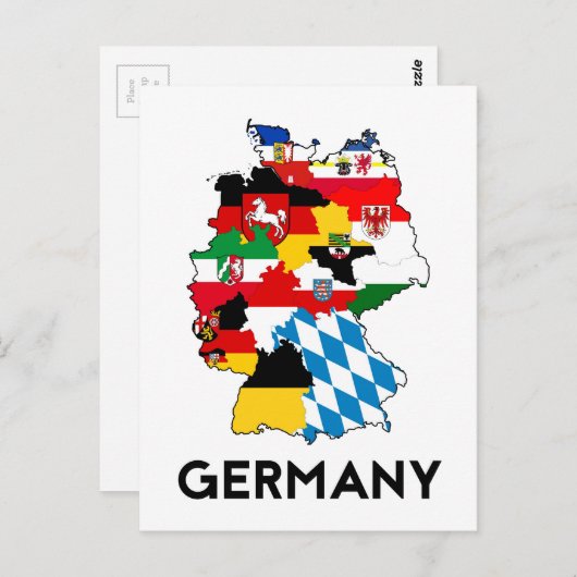ドイツの地図（国旗表示） ポストカード (正面/裏面)