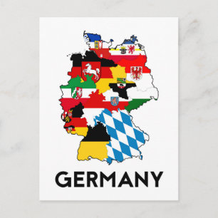 ドイツの地図(国旗表示) ポストカード