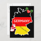 ドイツの地図、旗およびサンタとのクリスマス シーズンポストカード (正面/裏面)