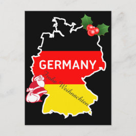 ドイツの地図、旗およびサンタとのクリスマス シーズンポストカード