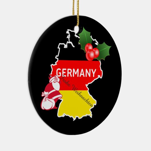 ドイツの地図、旗およびサンタとのクリスマス セラミックオーナメント (右)