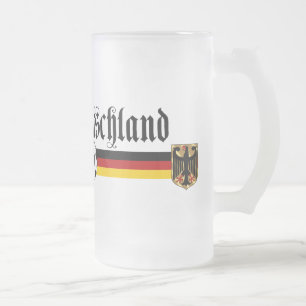 ドイツの大きいfussballのロゴ フロストグラスビールジョッキ