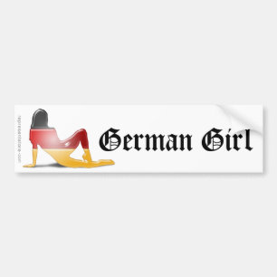 ドイツの女の子のシルエットの旗 バンパーステッカー