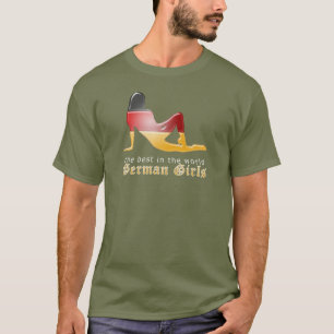 ドイツの女の子のシルエットの旗 Tシャツ