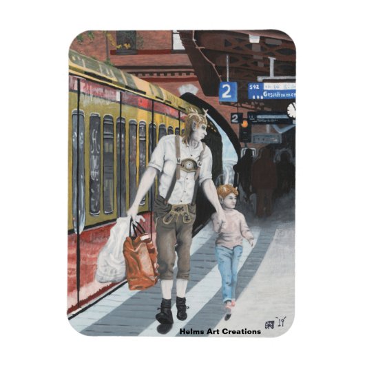 ドイツの小妖精や小人列車の旅ファンタジー冷凍機磁石 マグネット (縦)