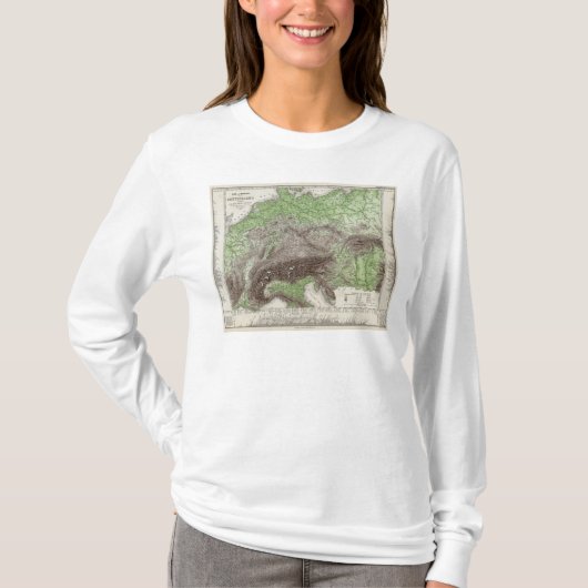ドイツの川および山の地図 Tシャツ (正面)