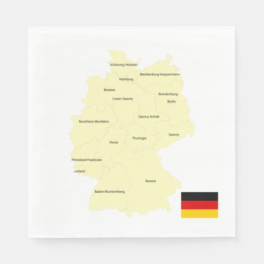 ドイツの州と州都の地図 スタンダードランチョンナプキン (正面)