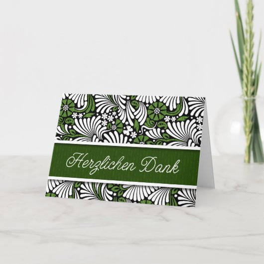 ドイツの感謝してい心感緑と白空白の色 サンキューカード (正面)