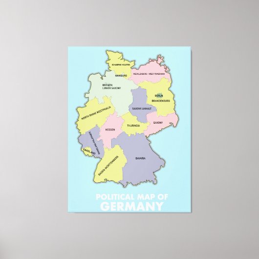 ドイツの政治地図 キャンバスプリント (正面)