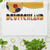 ドイツの旗とサッカーボール グレー枠 キッチンタオル (折り畳み)