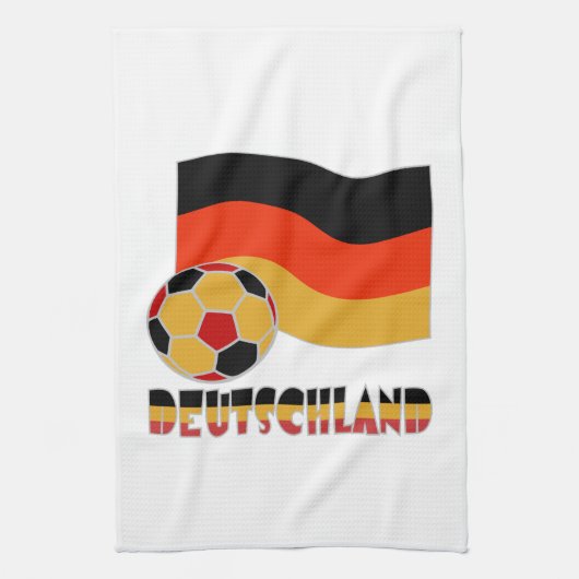ドイツの旗とサッカーボール グレー枠 キッチンタオル (縦)