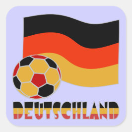 ドイツの旗とサッカーボール グレー枠 スクエアシール
