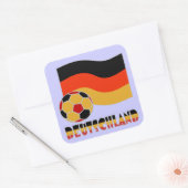 ドイツの旗とサッカーボール グレー枠 スクエアシール (封筒)