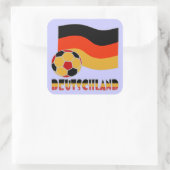 ドイツの旗とサッカーボール グレー枠 スクエアシール (バッグ)