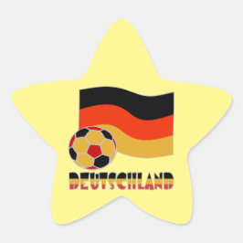 ドイツの旗とサッカーボール グレー枠 星シール