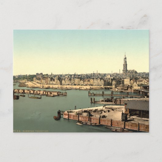 ドイツの時計塔からハンブルグ ポストカード (正面)