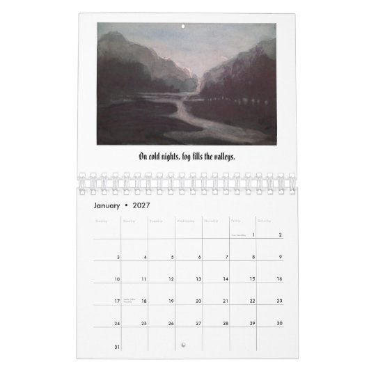 ドイツの景色の水彩画の絵画 カレンダー (1月 2027)