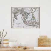ドイツの東南アジアの地図(1850年) ポスター (キッチン)