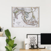 ドイツの東南アジアの地図(1850年) ポスター (ホームオフィス)