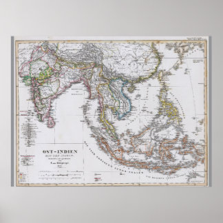 ドイツの東南アジアの地図(1850年) ポスター