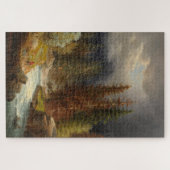 ドイツの森の中で豪雨な川のそばでハイカー ジグソーパズル (横)