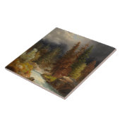 ドイツの森の中で豪雨な川のそばでハイカー タイル (側面)