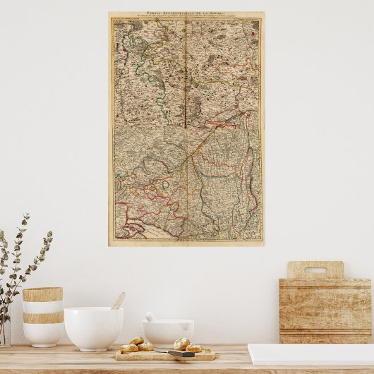 ドイツの森林の彫刻地図 ポスター (キッチン)