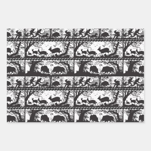 ドイツの森林動物ヴィンテージアウトドアスマン ラッピングペーパーシート (正面3)