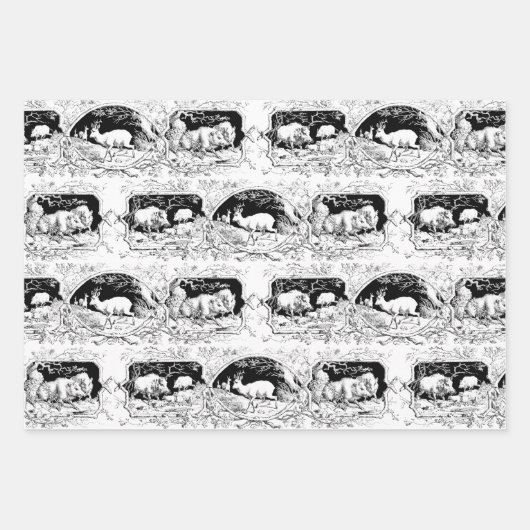 ドイツの森林動物ヴィンテージアウトドアスマン ラッピングペーパーシート (正面)