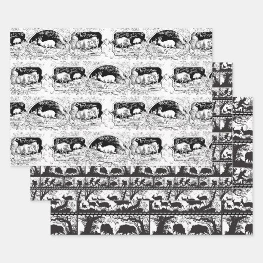 ドイツの森林動物ヴィンテージアウトドアスマン ラッピングペーパーシート (セット)