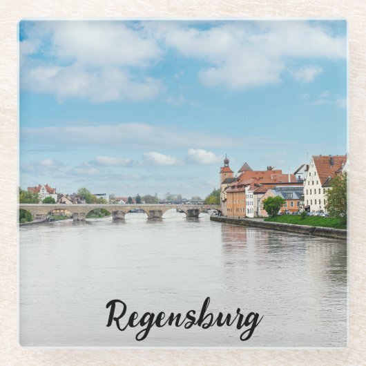 ドイツの歴史的な旧市街、レーゲンスブルク ガラスコースター (正面)