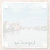 ドイツの歴史的な旧市街、レーゲンスブルク ガラスコースター (裏面)