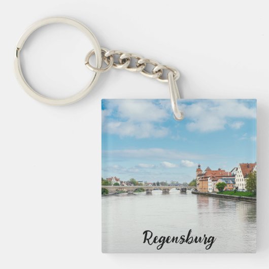 ドイツの歴史的な旧市街、レーゲンスブルク キーホルダー (正面)