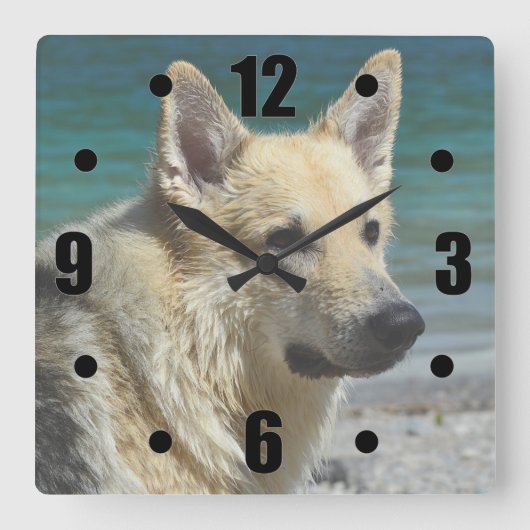 ドイツの海の海 スクエア壁時計 (正面)
