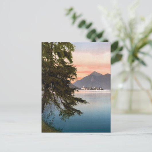 ドイツの湖に沈む夕日 ポストカード (スタンド正面)
