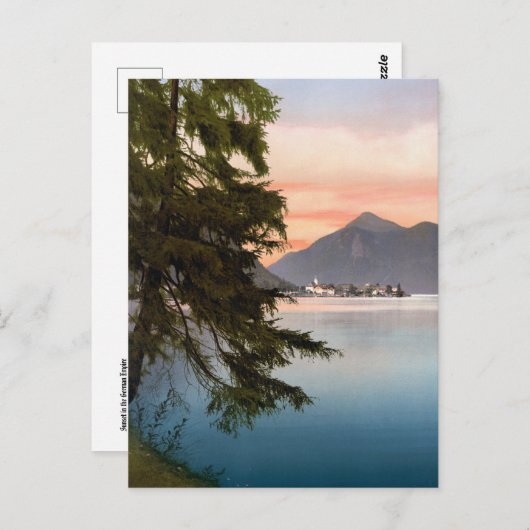ドイツの湖に沈む夕日 ポストカード (正面/裏面)