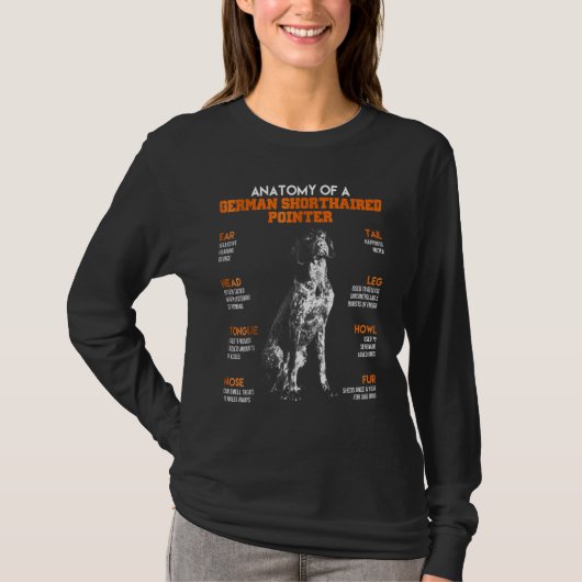 ドイツの短いポインタおもしろい犬の解剖学 Tシャツ (正面)