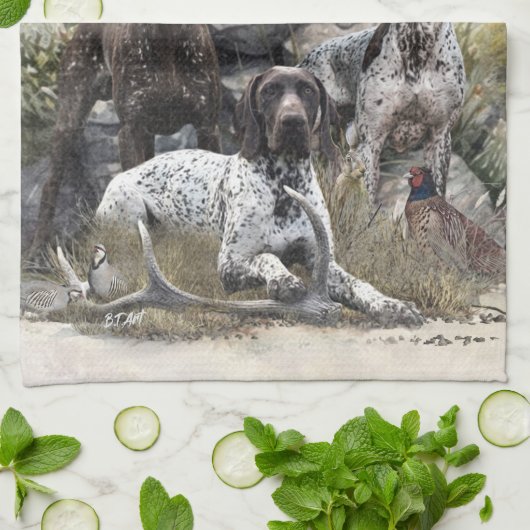 ドイツの短いポインタかドイツのクールザー キッチンタオル (折り畳み)