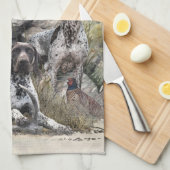 ドイツの短いポインタかドイツのクールザー キッチンタオル (四つ折り)