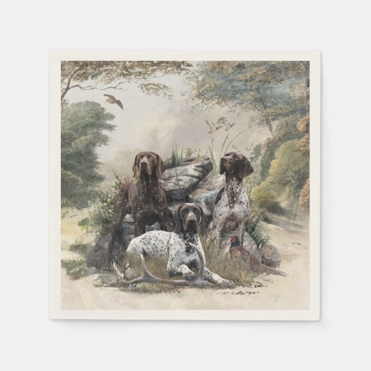 ドイツの短いポインタかドイツのクールザー スタンダードカクテルナプキン (正面)