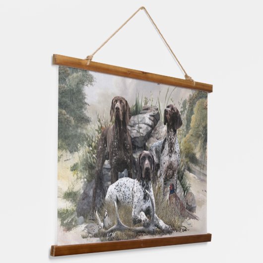 ドイツの短いポインタかドイツのクールザー 吊り下げ型タペストリー (傾斜あり)