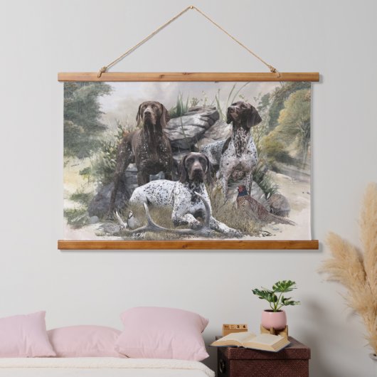 ドイツの短いポインタかドイツのクールザー 吊り下げ型タペストリー (寝室)