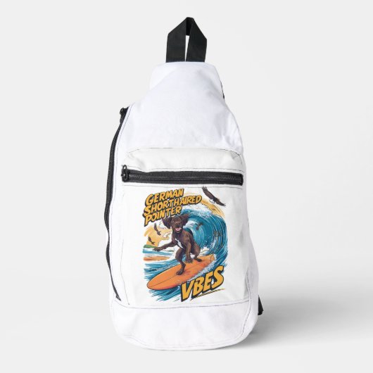 ドイツの短いポインタがビッグウェーブをキャッチ スリングバッグ (正面)