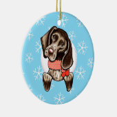 ドイツの短いポインタが雪を渡す セラミックオーナメント (右)