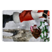 ドイツの短いポインタとサンタ・クリスマス マグネット (横)