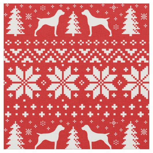 ドイツの短いポインタのクリスマスホリデー ファブリック (クローズアップ)